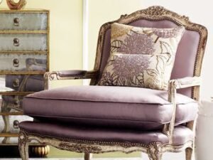 Vintage Carved Velvet Accent Chair