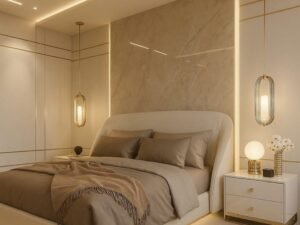 Modern Beige Upholstered Bed