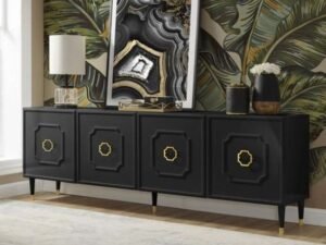 Luxe Noir Sideboard Cabinet with Gold Accents
