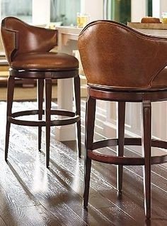 Upholstered Leather Bar Stools - Image 2