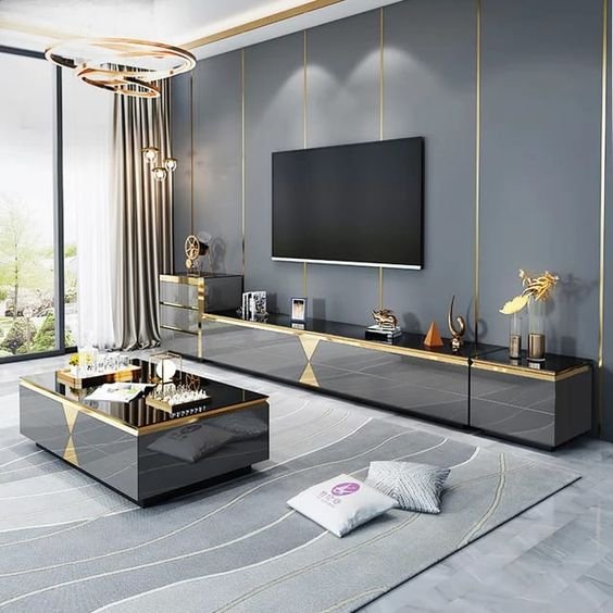 Luxury Grey Living Room TV Unit