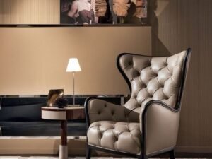 Classic Tufted Leather Wingback Armchair