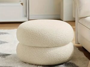 Bouclé Fabric Round Pouf