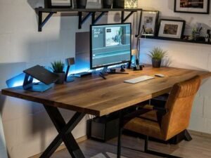 Study Table With Metal X-Legs