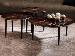 Round Wooden Nested Table Set