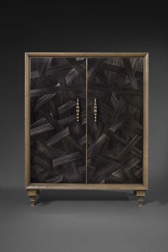Luxury Wood Cabinet with Brass Frame
