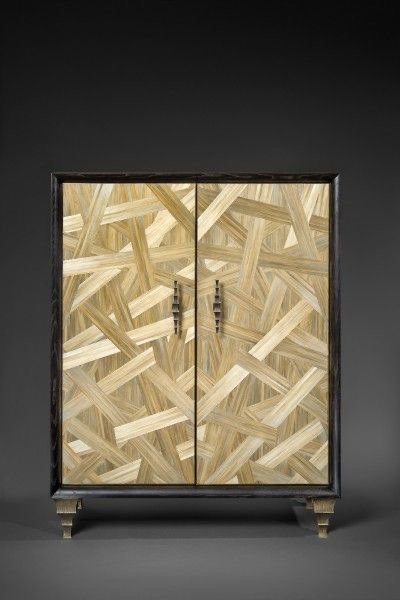 Luxury Wood Cabinet with Brass Frame - Image 2