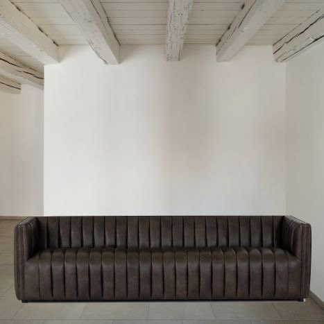 Ribbed Leather Luxury Sofa - Image 3