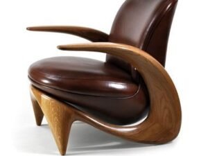 Modern Sculptural Leather Lounge Chair