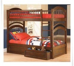 Classic Wooden Bunk Bed with Trundle Drawer