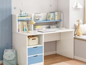 Study Table With Bookshelf & Storage Drawers