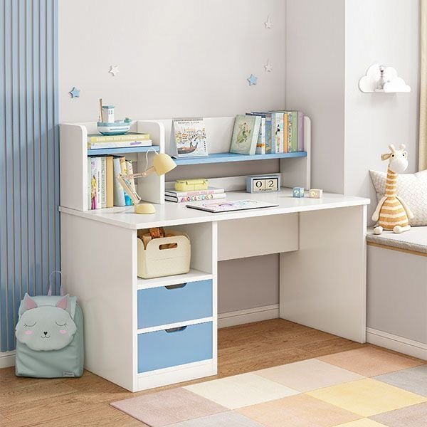 Study Table With Bookshelf & Storage Drawers