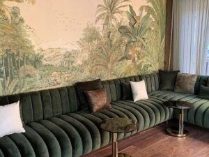 Modern L-Shaped Sofa with Wooden Base