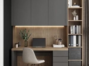 Modern Study Table With Cabinets