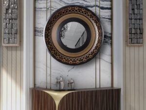 Imperial Noir Luxury Console with Designer Round Mirror