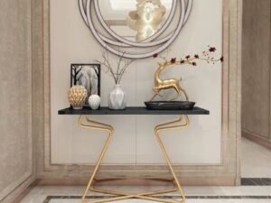 The Vesper Sculptural Gold Console Table