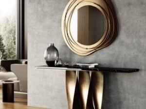 The Aurelius Sculpted Bronze & Marble Console Table
