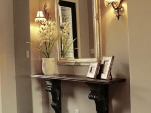Royal Wall-Mounted Console Table with Ornate Mirror