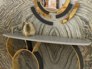 Modern Luxury Console with Circular Mirror Accent