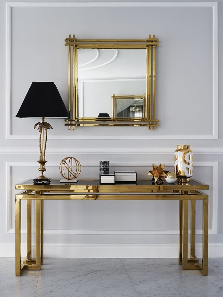 Luxe Gold Console Table with Mirror Frame Design
