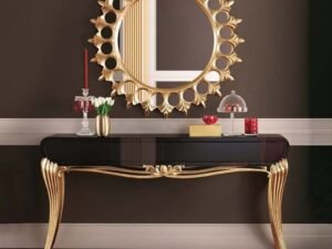 Royal Gold Console Table with Sunburst Mirror