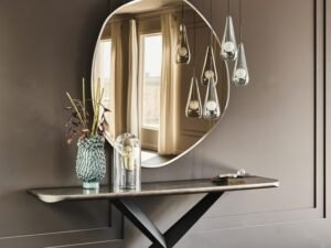 Contemporary Luxe Console Table with Oval Mirror