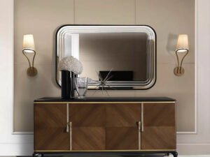 Modern Luxe Wooden Console with Designer Mirror