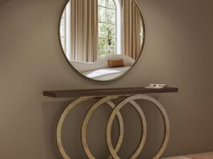 Aurora Luxe Console Table with Round Mirror